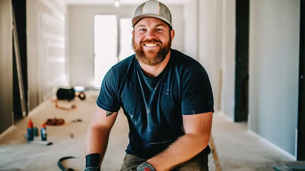 Professional contractors working on restoration project